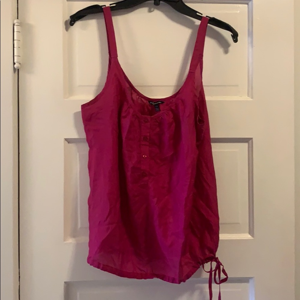 Hot Pink Tank with Buttons and Adjustable Tie